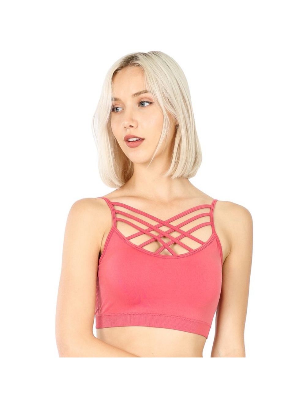 Zenana Outfitters Boutique Brand Strappy Crisscross Bralette - Pink